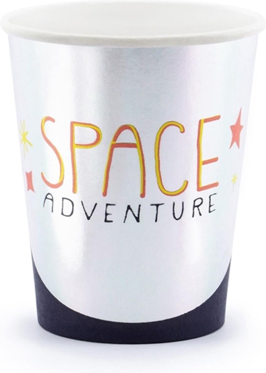 PARTYDECO - 6 kartonnen Space Adventure bekers - Decoratie > Bekers, glazen en bidons